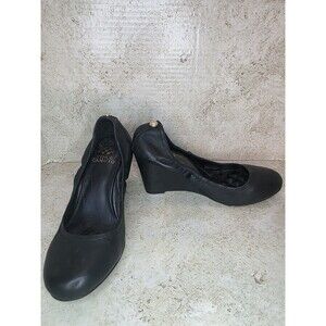 Vince Camuto Black Wedge Pumps Sz 7.5 Business Career Minamilist Preppy Shoes